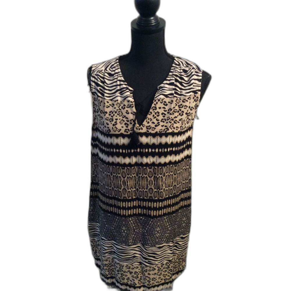 Animal Print Sleeveless Lounge Dress Large L Womens